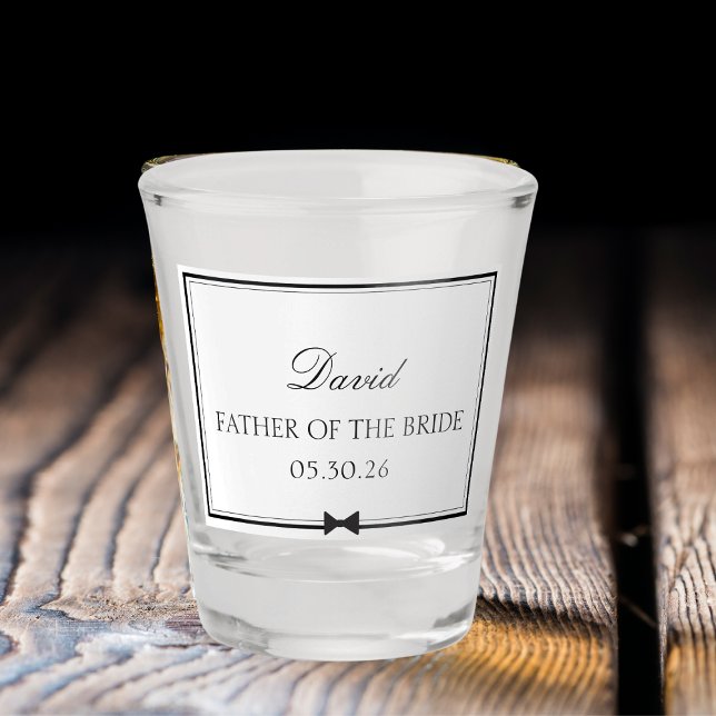 Personalised Classic Bowtie Father of the Bride Shot Glass (Elevate your celebration with this custom father of the bride shot glass – a keepsake for your day.)