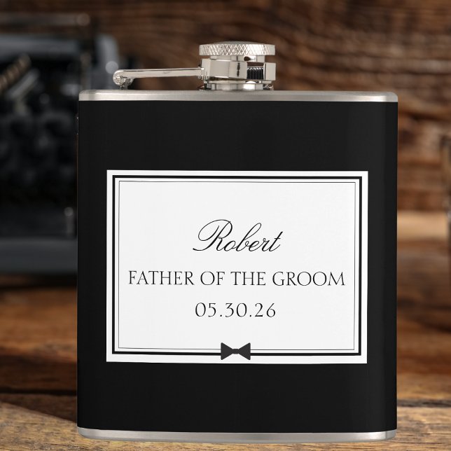 Personalised Classic Bowtie Father of the Groom Hip Flask (Creator Uploaded)