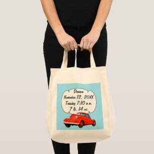 Personalised Classic Car Baby Boy Stats Tote Bag