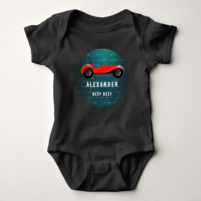 Personalised Classic Car Gifts Baby Bodysuit (Front)