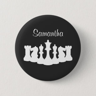 Personalised Classic Chess Pieces Queen 6 Cm Round Badge