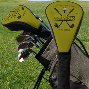Personalised Classic Club Olive Green Golf Head Cover