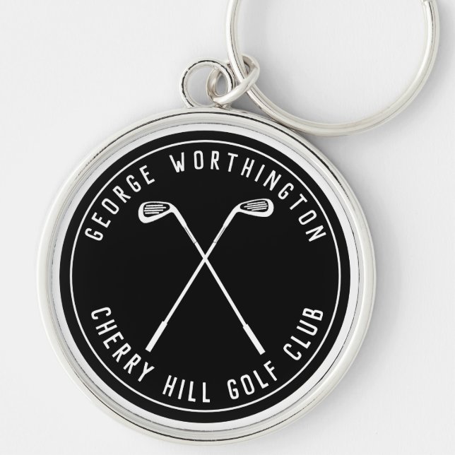 Personalised classic custom golf club black key ring (Front)