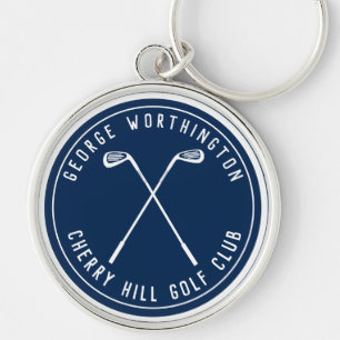 Personalised classic custom golf club navy key ring