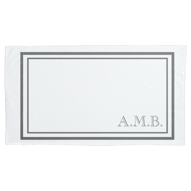 Personalised Classic Dark Grey Monogram King Size Pillowcase (Front)