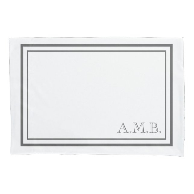 Personalised Classic Dark Grey Monogram Standard Pillowcase (Front)