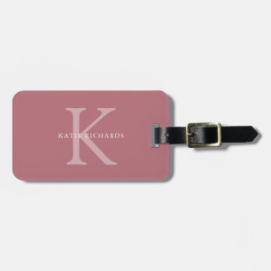 Personalised Classic Dusty Pink Monogram Luggage Tag