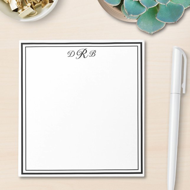 Personalised Classic Elegant Monogram Initial Name Notepad (Creator Uploaded)