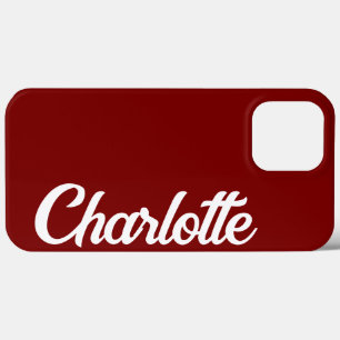 Personalised Classic Elegant Monogram Red iPhone. iPhone 13 Pro Max Case