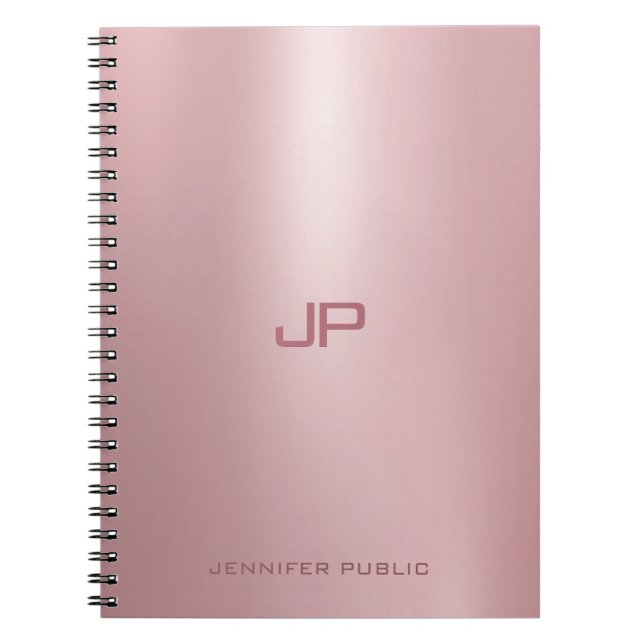 Personalised Classic Elegant Rose Gold Monogram Notebook (Front)