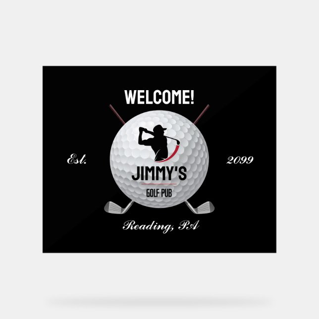 Personalised Classic Golf Bar Acrylic Sign (Front)