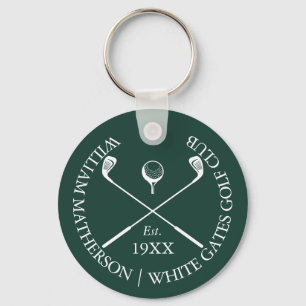Personalised Classic Golf Club Name Emerald Green Key Ring