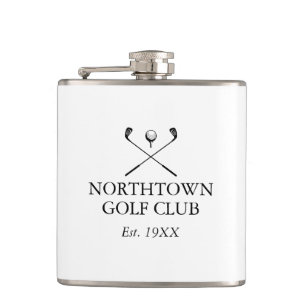 Personalised Classic Golf Club Name Hip Flask