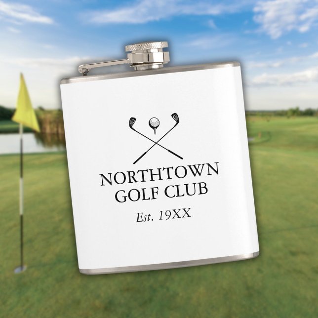 Personalised Classic Golf Club Name Hip Flask (Personalized Classic Golf Club Name Flask)