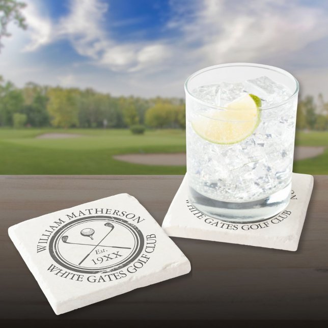 Personalised Classic Golf Club Name Stone Coaster (Personalized Classic Golf Club Name Stone Coaster)