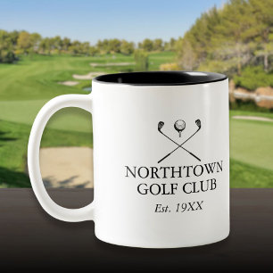 Personalised Classic Golf Club Name Two-Tone Coffee Mug
