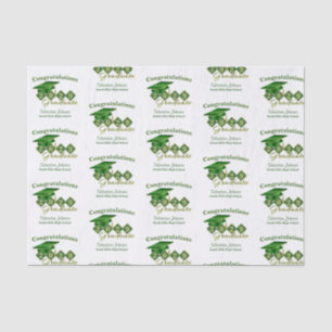 Personalised Classic Graduation Green & Gold Tissue Paper