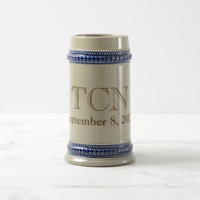 Personalised Classic Groomsman Gift Blue Tan Gold Beer Stein (Center)