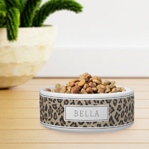 Personalised Classic Leopard Animal Print Pet Bowl