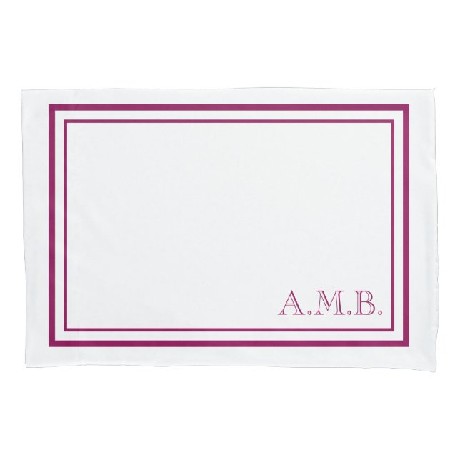 Personalised Classic Magenta Monogram Standard Pillowcase (Front)