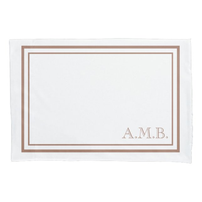 Personalised Classic Mocha Monogram Standard Pillowcase (Front)