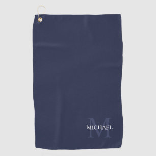 Personalised Classic Monogram and Name Navy Blue Golf Towel