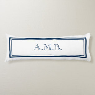 Personalised Classic Navy Blue Monogram Body Cushion