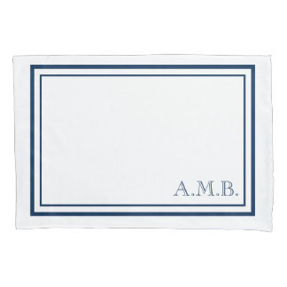Personalised Classic Navy Blue Monogram Standard Pillowcase