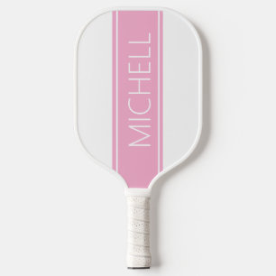 Personalised Classic Pink and White Stripe Pickleball Paddle