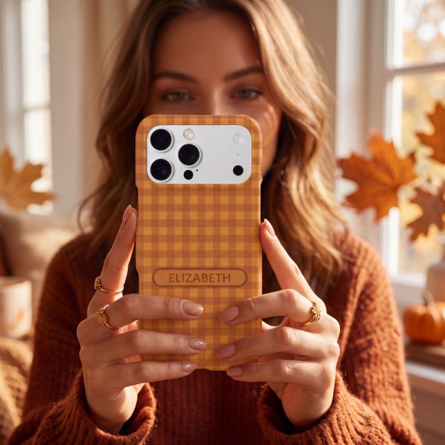 Personalised Classic Pumpkin Fall Gingham Plaid (Creator Uploaded)