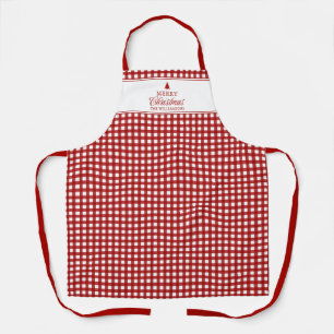Personalised Classic Red Gingham Christmas Apron