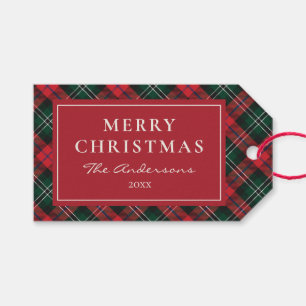 Personalised Classic Red & Green Tartan Christmas Gift Tags