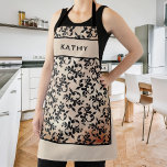 Personalised Classic Rococo Pattern Name Apron<br><div class="desc">Personalised Classic Rococo Pattern Name Apron. Modern design with a black rococo pattern on a blush orange background. Add your name.</div>