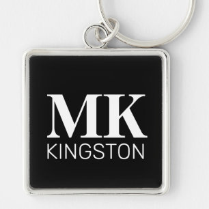 Personalised Classic Serif DM Black Key Ring