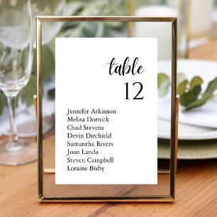 Personalised Classic Serif Wedding Guest Names Table Number