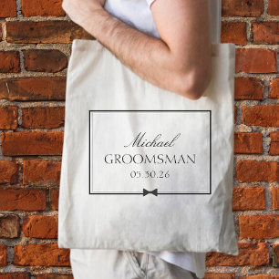 Personalised Classic Simple Bowtie Groomsman Tote Bag