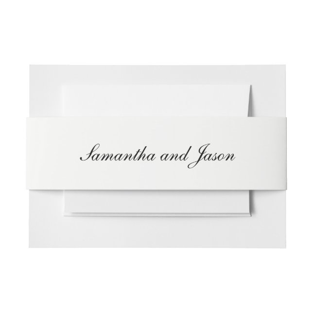 Personalised Classic Wedding Script Invitation Belly Band (Front Example)
