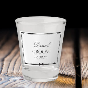 Personalised Classic Wedding Simple Bowtie Groom Shot Glass