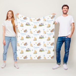 Personalised Classic Winnie the Pooh Boy Baby Gift Fleece Blanket