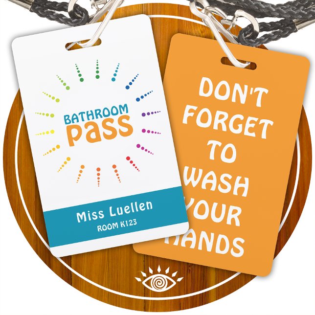 Personalised Classroom Bathroom Pass Teachers Card ID Badge (Creator Uploaded)