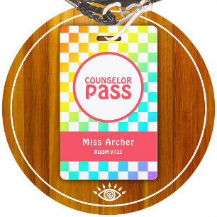 Personalised Classroom Counsellor Hall Pass Teache ID Badge
