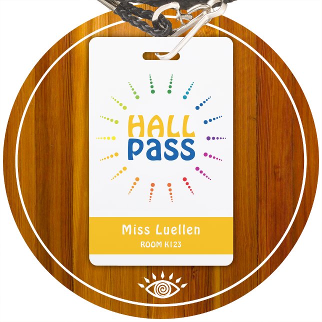 Personalised Classroom Hall Pass For Teachers ID Badge (Creator Uploaded)