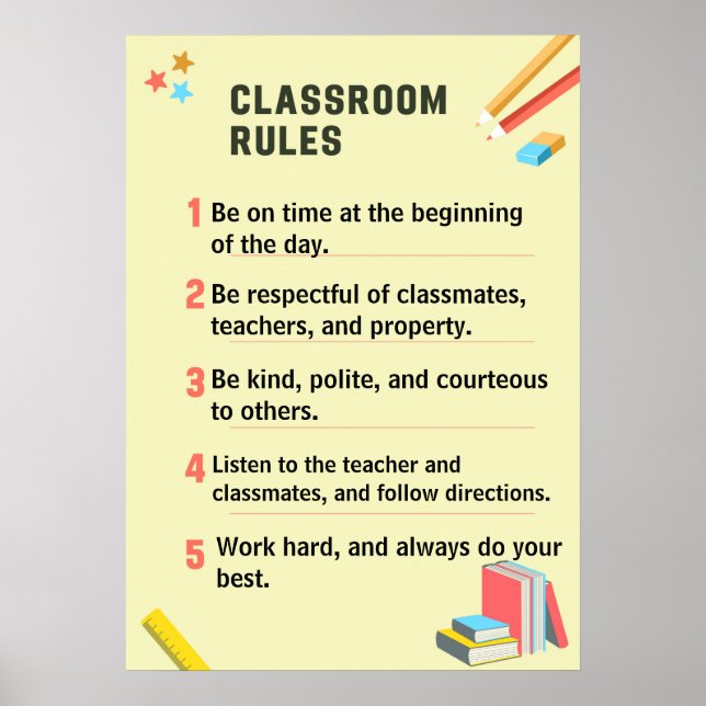 Personalised Classroom Rules for back to school Poster (Front)