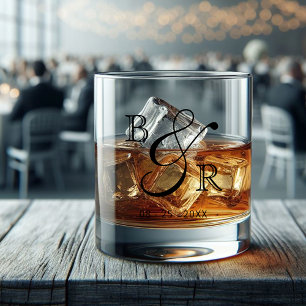 Personalised Classy Couple Names Initials Whiskey Glass