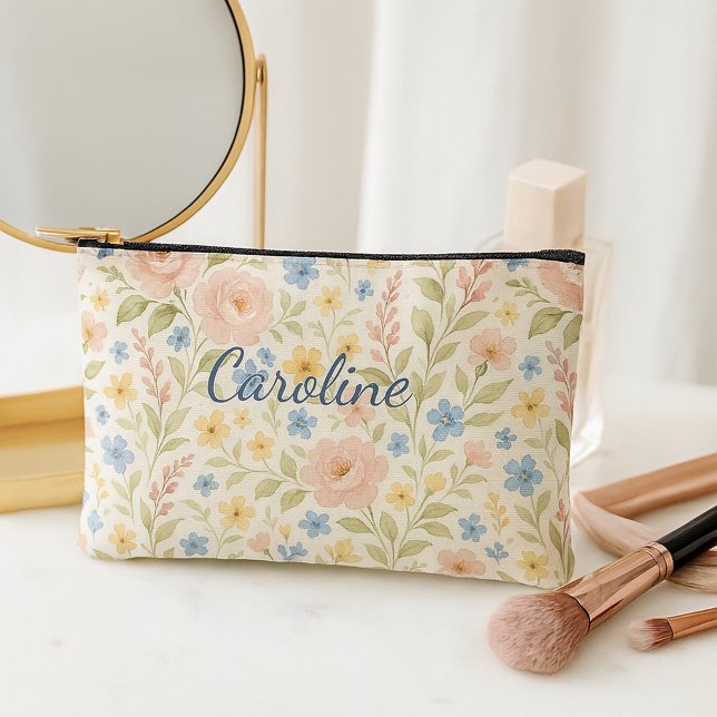 Personalised Classy French Floral Art Pattern Accessory Pouch (Creator Uploaded)