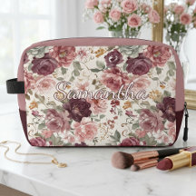 Personalised Classy French Floral Art Toiletry Bag