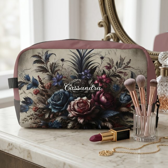 Personalised Classy Gothic Rose Travel Makeup Bag (Creator Uploaded)