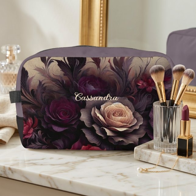 Personalised Classy Gothic Rose Travel Makeup Bag (Creator Uploaded)