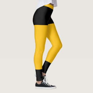 Personalised Classy Sunshine Yellow Black Accents Leggings