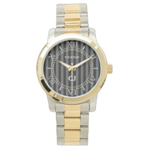 Personalised Classy Vertical Stripes Dial Watch